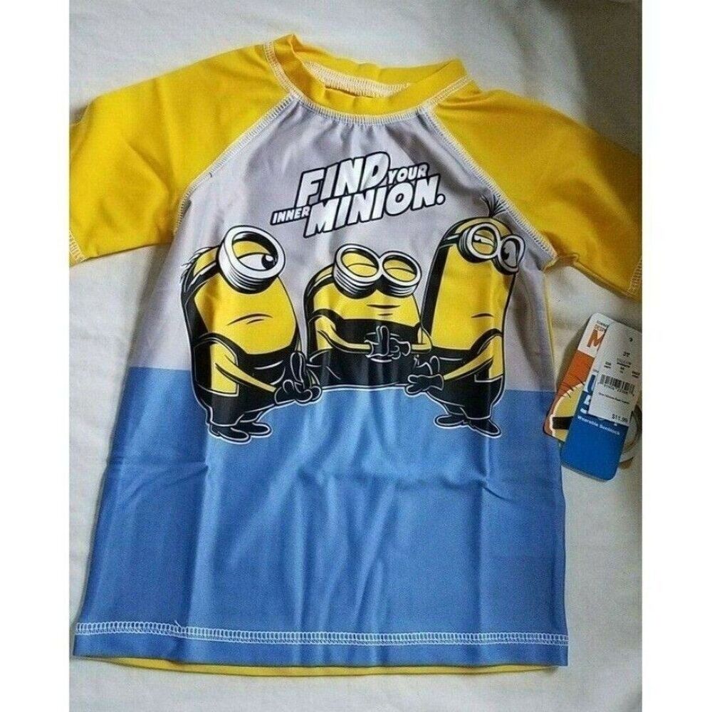 3T Boys Girls Toddler Swim T-Shirt Tee Despicable Me Minions Wearable Sunblock